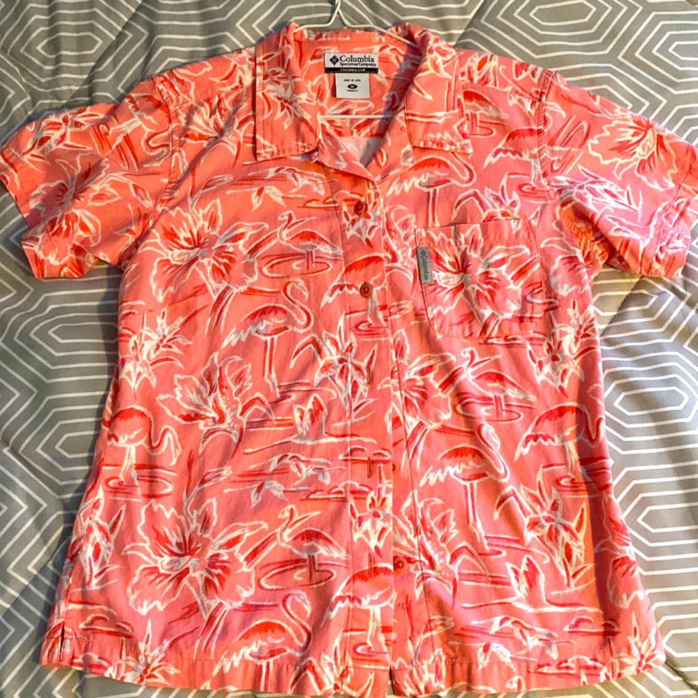 Columbia Women’s pink flamingo shirt. Size M
